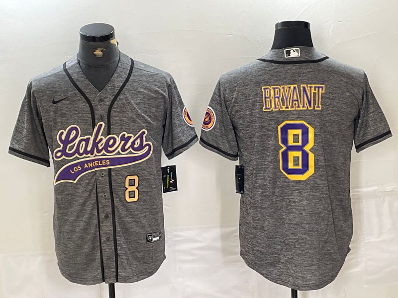Men Los Angeles Lakers 8 Bryant Grey Jointly Nike 2024 NBA Jersey style 2